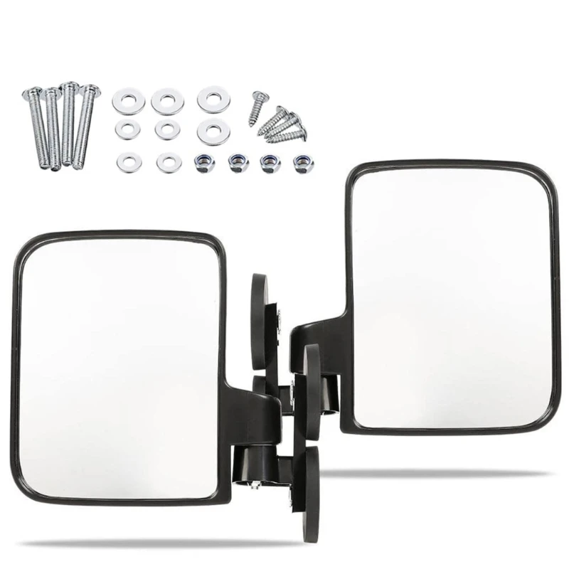 Golf Cart Side Mirrors with Screws Gasket Universal Replacement Strong Magnetic Side Mirrors Adjustable Rearview Mirror