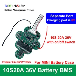 BeMuchSafer 10S 20A 36V BMS Separate Port 10S20A 36V PCM With On/Off Switch for DIY EEL MINI IE-MINI ID-MINI E-Bike Battery Case