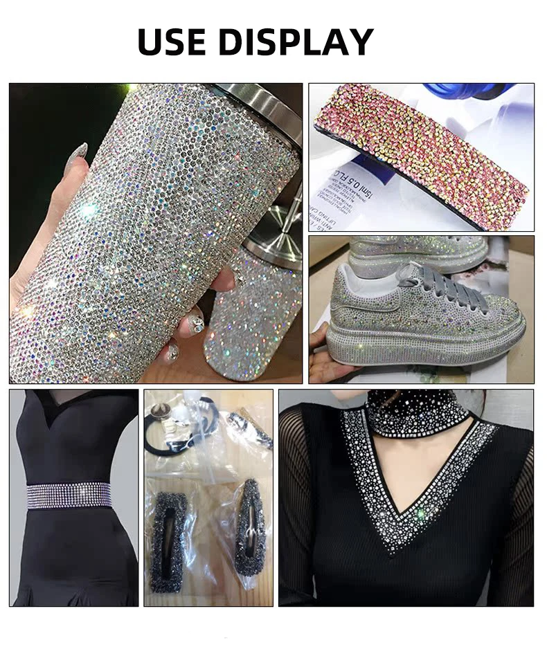 Samoprzylepna siatka SS6 2MM Full Crystal Rhinestone Mesh 24 X 40 CM 24 X100 CMBanding Glitter Car Sticker Sheet Craft Shoes Diy Trim