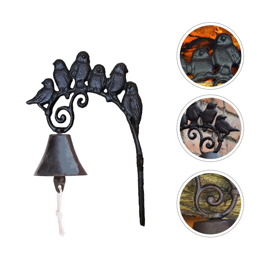 

Ретро железный настенный звонок, твердая конструкция, винтажный декоративный дверной звонок для домашнего офиса, чугунная скульптура, настенный подвесной