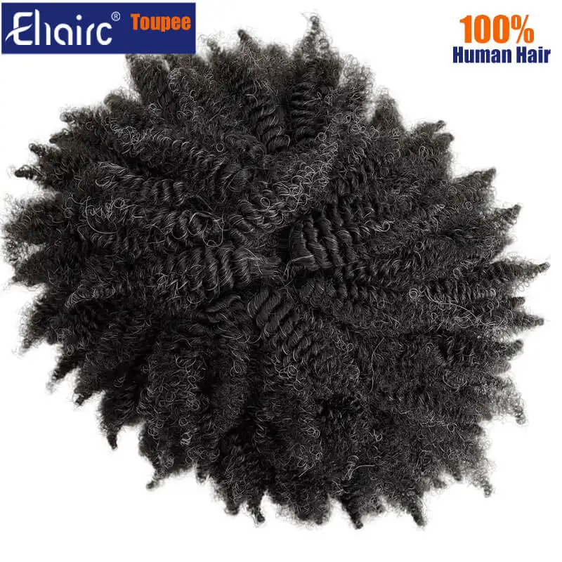 Foxtail Curly Hair Q6 Base For Black Men Afro  Human Hair Toupee Breathable Male Hair Prosthesis 7