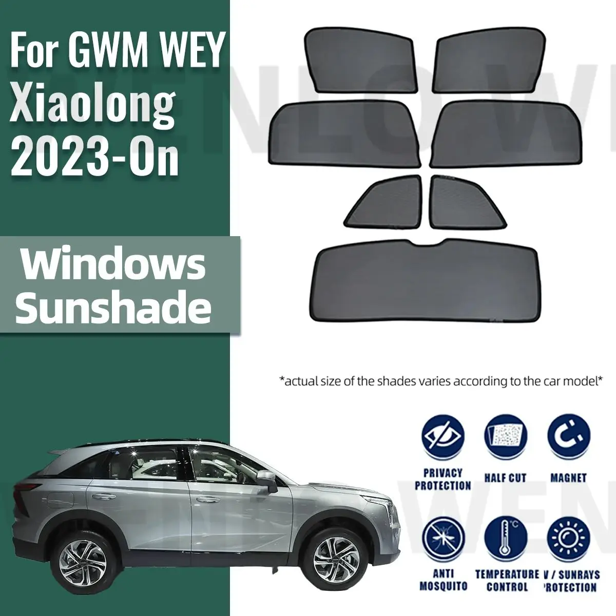 

For GWM WEY Xiaolong 2023 2024 2025 Magnetic Car Sunshade Visor Front Windshield Frame Curtain Rear Side Window Sun Shade Shield