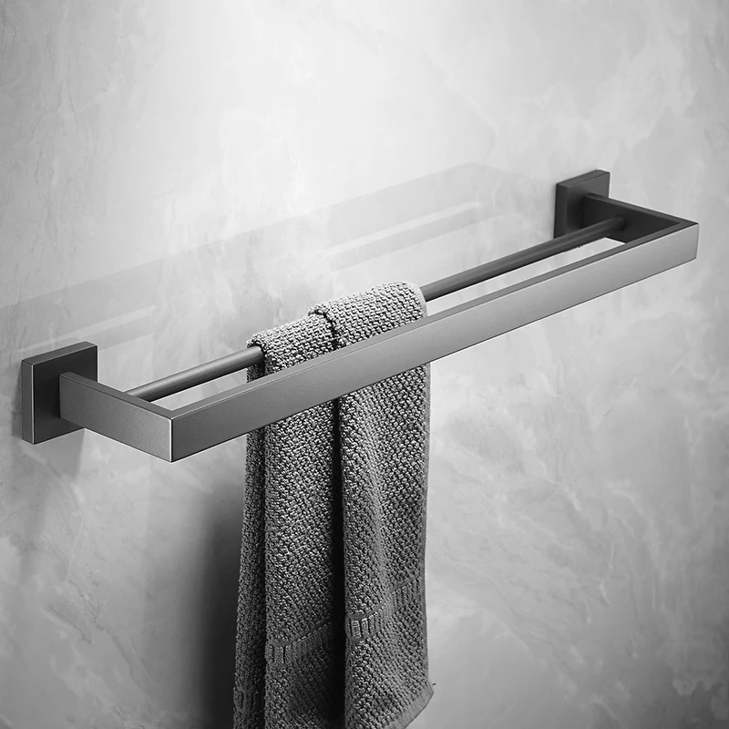 ZAPPO Bathroom Accessories Gray BathroomTowel Bar Rail Paper Holder and Hook 304 Stainless Steel Bath Rack Hanger Hardware Set