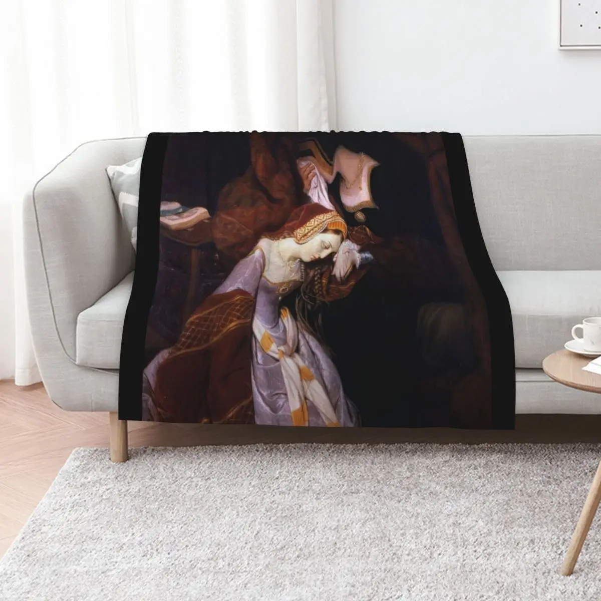 Anne Boleyn in the Tower by Edouard Cibot | The six Throw Blanket Furrys Luxury Brand Bed Fashionable Furry Blankets