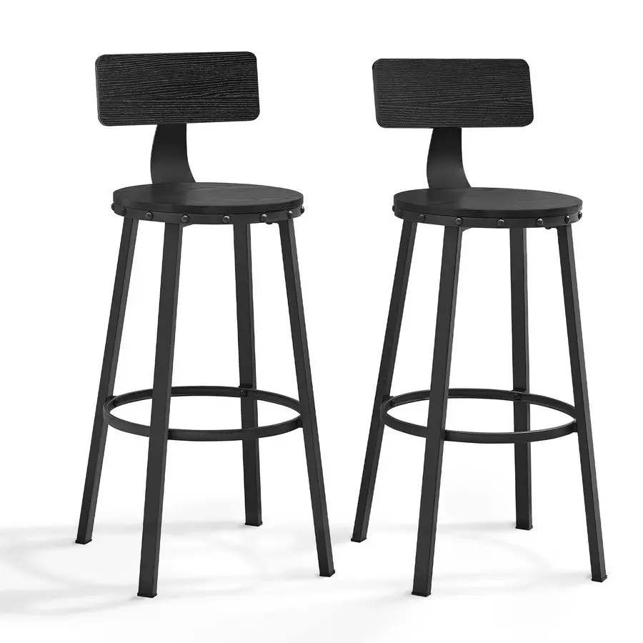 

Bar Stools Set of 2, Bar Height Stools, 28.9 Inches Counter Barstools Chairs with Back for Dining Kitchen Island, Steel Frame,