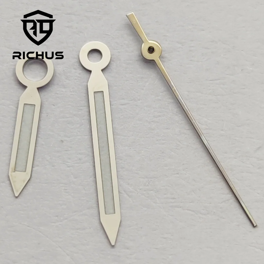 Manecillas de reloj plateadas RICHUS, luminosas, verdes, compatibles con NH34 NH35 NH36 ETA2824 2836, movimiento Miyota8215-DG