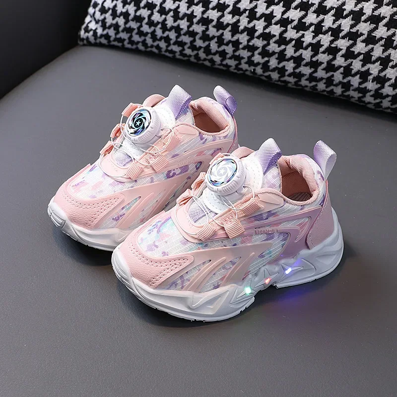 New Child Sneakers Spring Autumn Versatile Child Shoes Breathable Non Slip Soft Soled Girl Shoes Light Up Casual Basketball Shoe