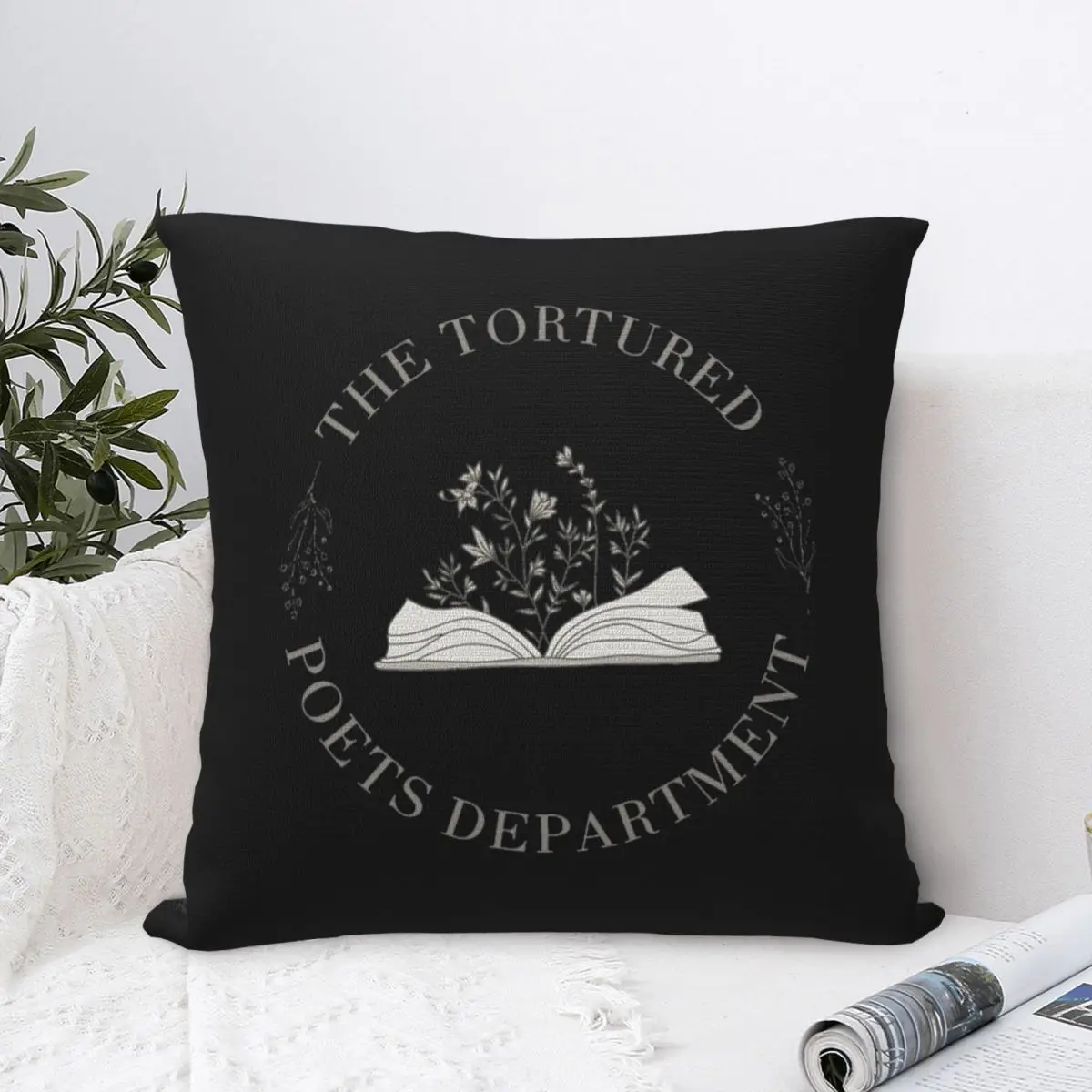 The Tortured Poets Department TS Floral Book Pillow Covers Sofa TTPD Music Cushion Case Cute Decor Throw Pillow Case 45*45