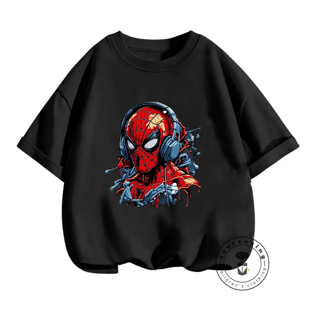 Nice Marvel Avengers Spider-Man Summer Wear Stylish O-Neck T-Shirts for Boys and Girls Perfectly Suited for a Casual School Day