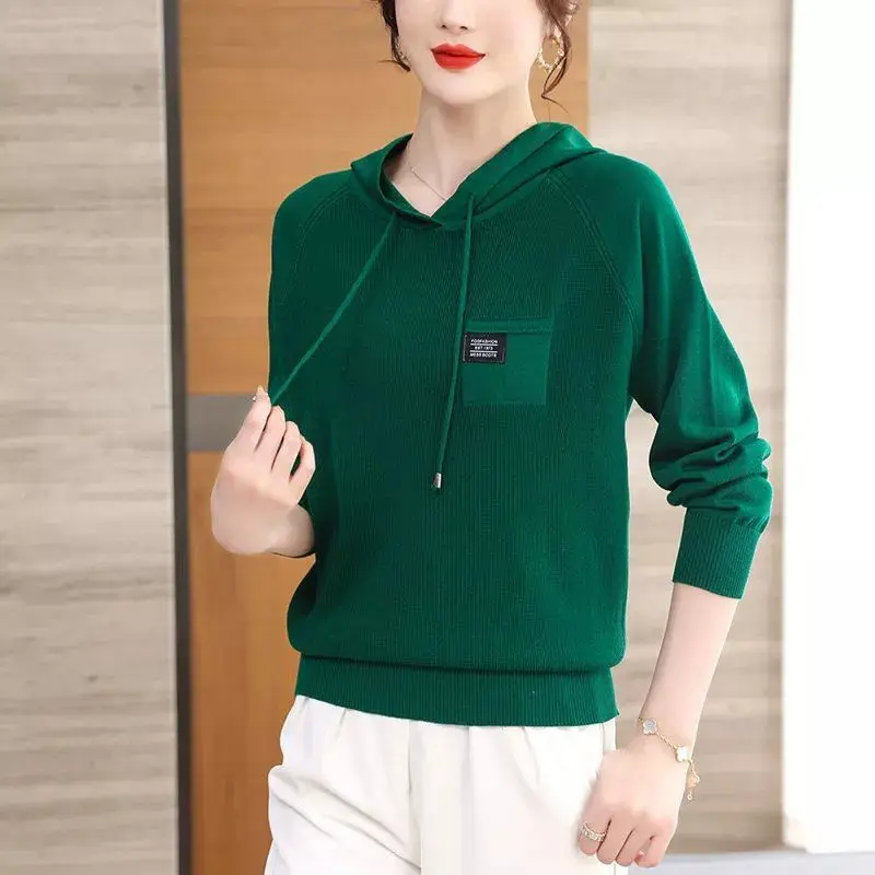 สีทึบหนา Pullovers Hooded ตรงสีสันสดใสเสื้อผ้าผู้หญิง2022ใหม่ Leisure All-Match ฤดูใบไม้ร่วงฤดูหนาวเสื้อกันหนาว