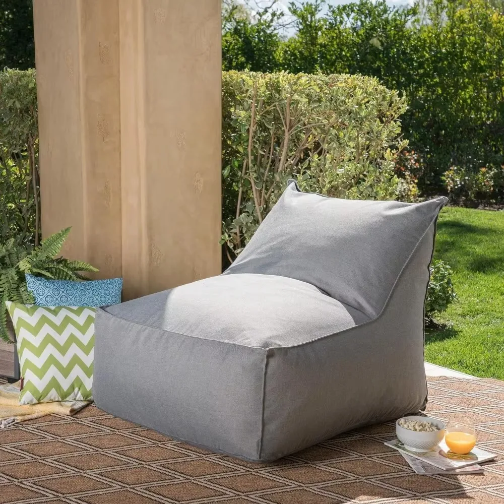 

Outdoor Waterproof Fabric Bean Bag Lounger, Relax & Relax, 38"D x 32"W x 32"H, Dark Grey