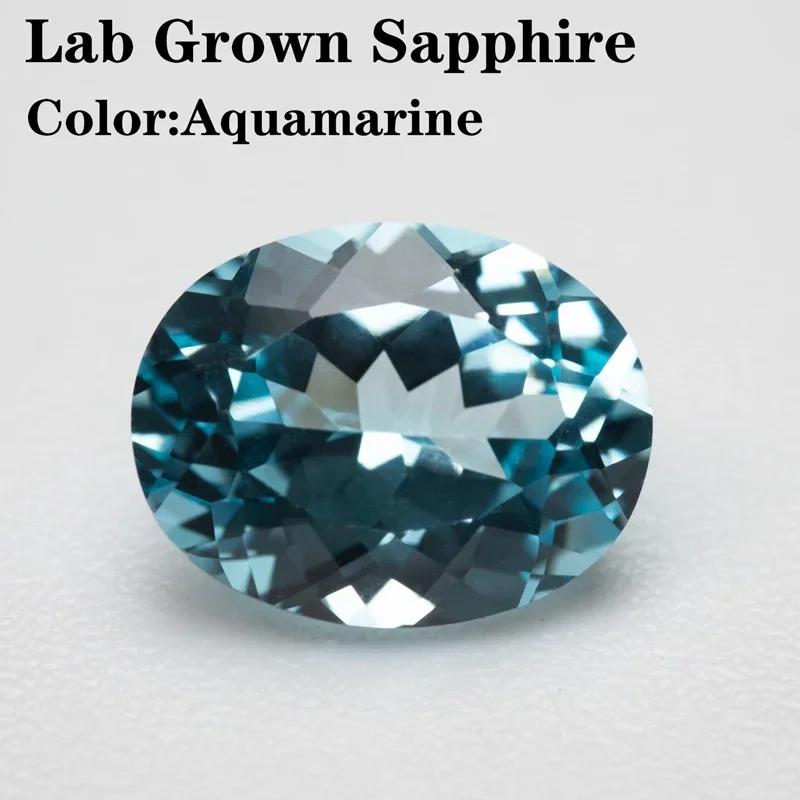 

Top Lab Grown Sapphire Oval Cut Aquamarine Color Quality Pendant Gemstones for Charms Jewelry Making Selectable AGL Certificate