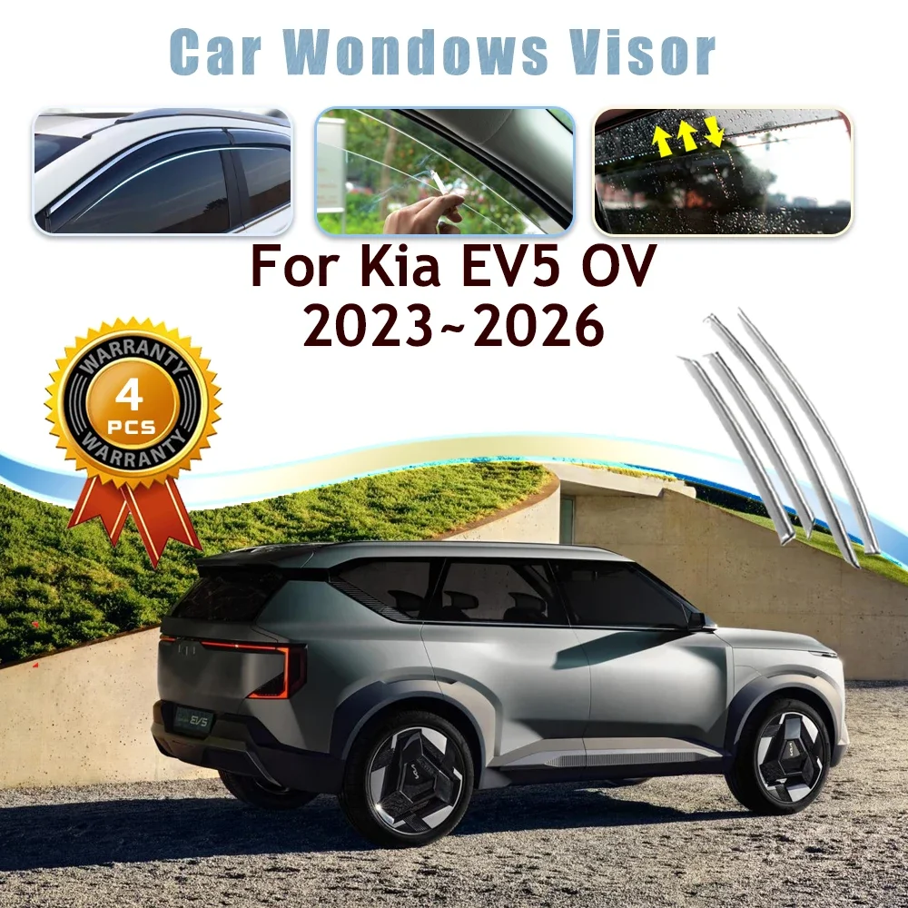 

4PCS Car Window Visor For Kia EV5 OV 2023 2024 2025 2026 Waterproof Rain Guard Windshield Trim Vent Visor Awning Car Accessories