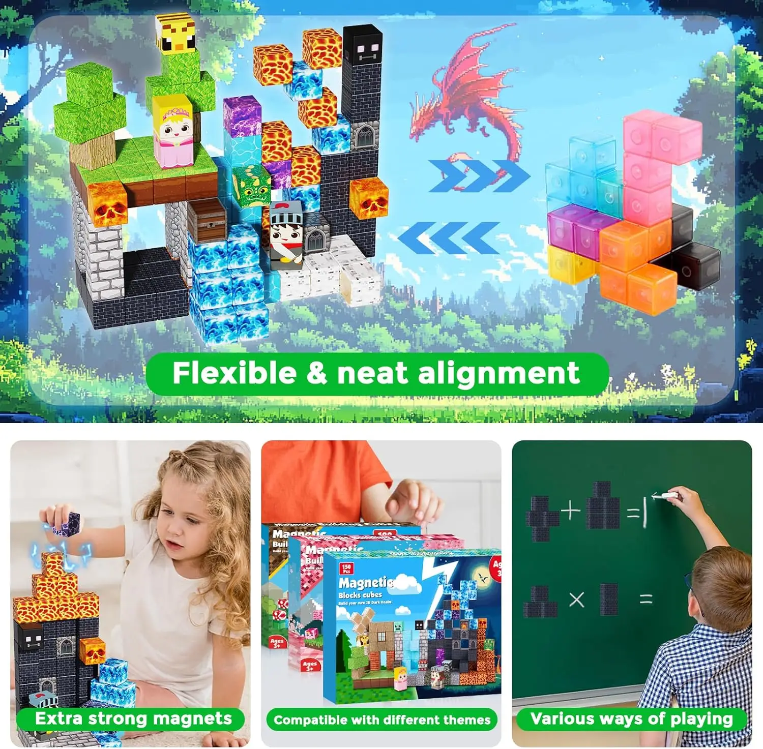 Blocs de Construction magnétiques, 100 pièces, Cube magnétique empilable, route de Construction avec tige de voiture, cadeaux de noël et du nouvel an Montessori