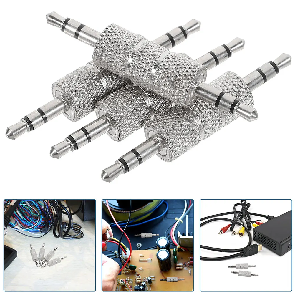 

6pcs Male To Male Audio Connector 3.5Mm Jack Coupler Stereo Adapter Joiner For Speaker Mic Extender Headphone Converter Durable