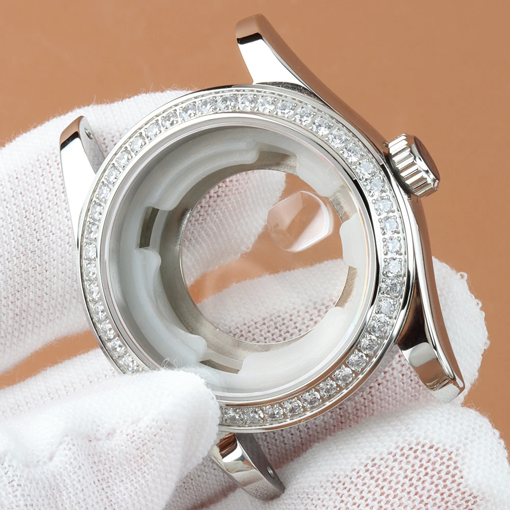 33mm Watch Case For Women 17mm Strap Sapphire glass Case For Seiko NH05 NH06 Automatic Movement Stainless Steel DATEJUST Case