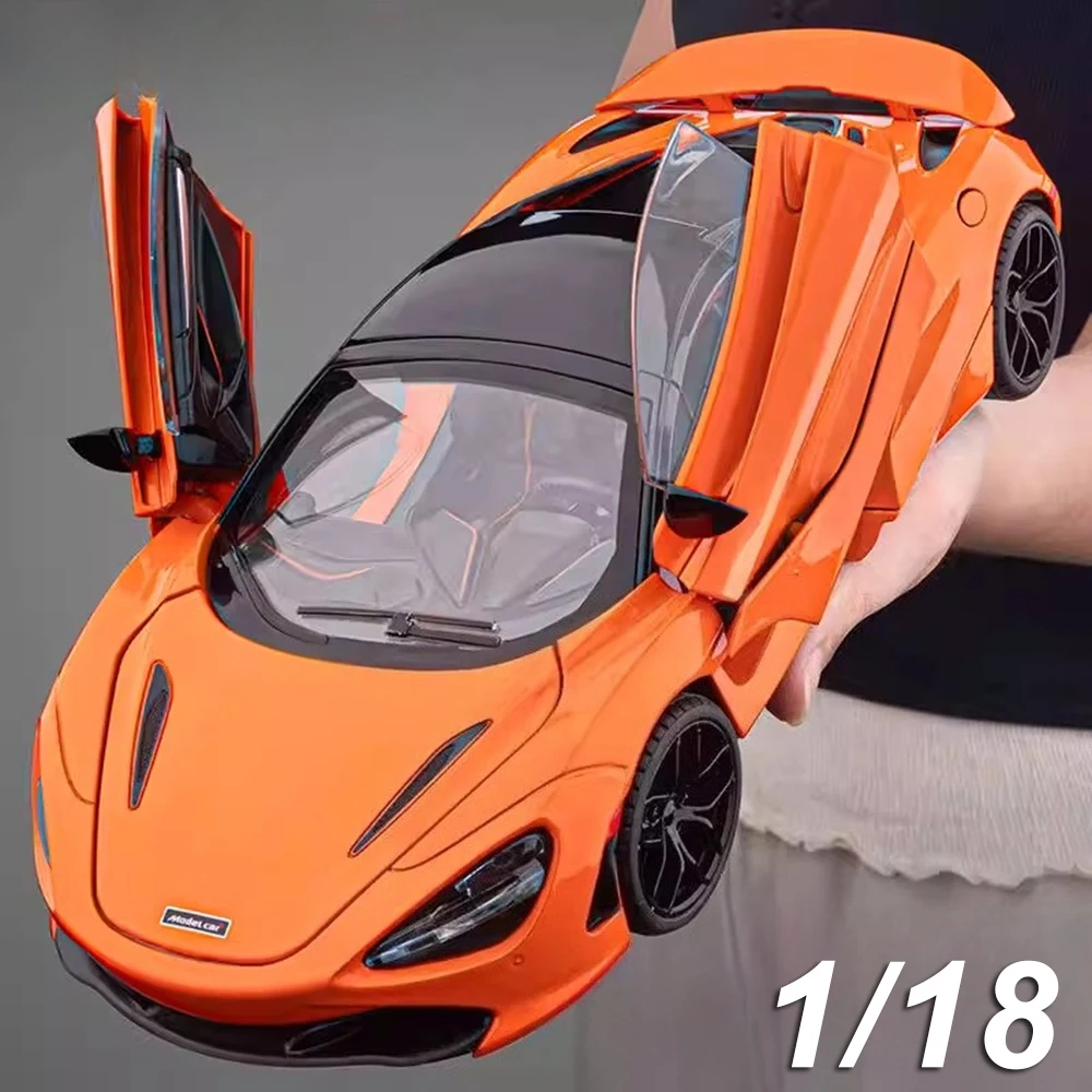 

1:18 720S 918 Martini, литая под давлением модель суперкар из сплава, игрушка, звук, свет, тянущее назад, переднее колесо, рулевая дверь, открытая машина для мальчика, подарок для взрослых