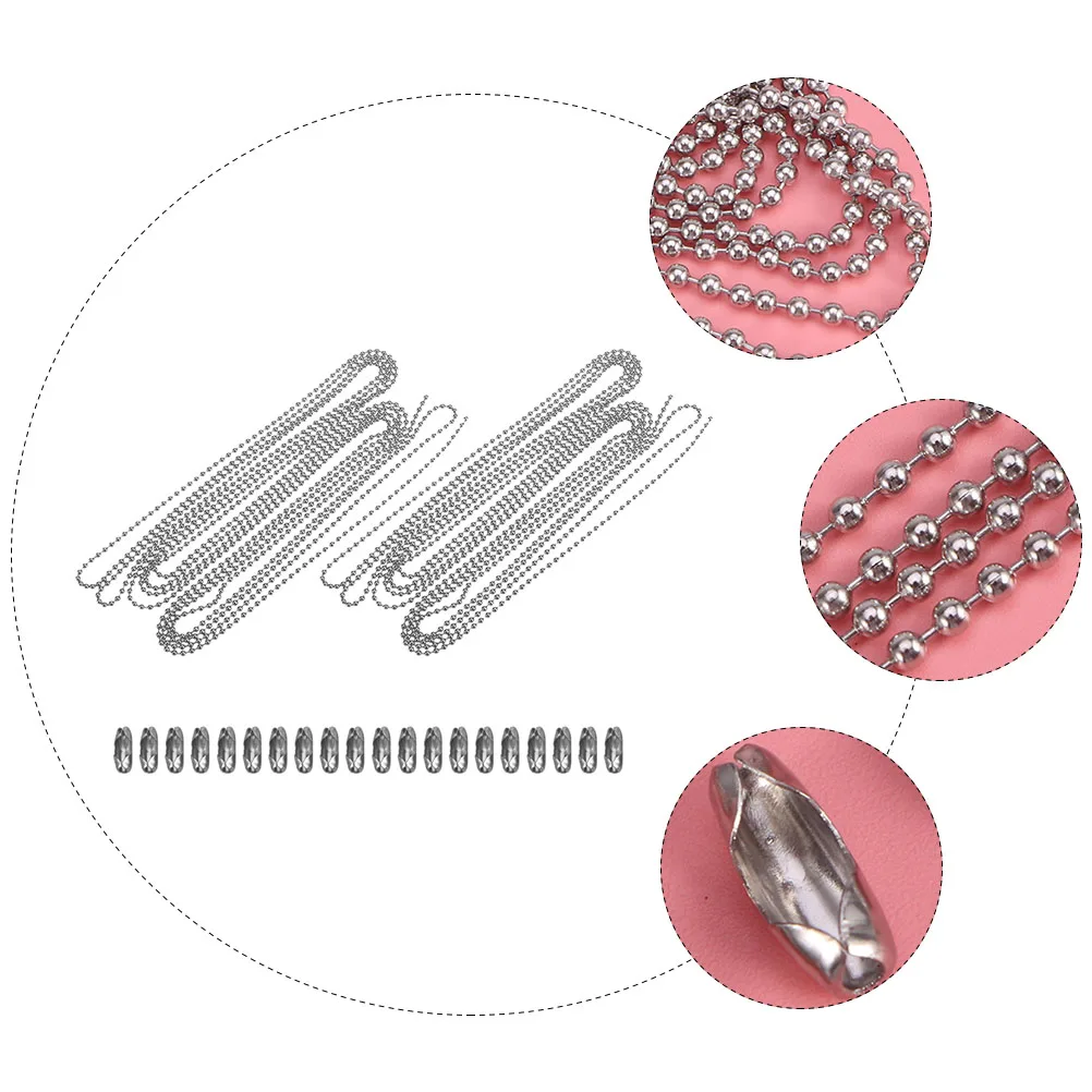 

2 set 2 Sets 3M Stainless Steel Bead Rustproof Adjustable Ball Chain For Diy Jewelry Necklace Key Chain Dog Tag Bracelet Durable