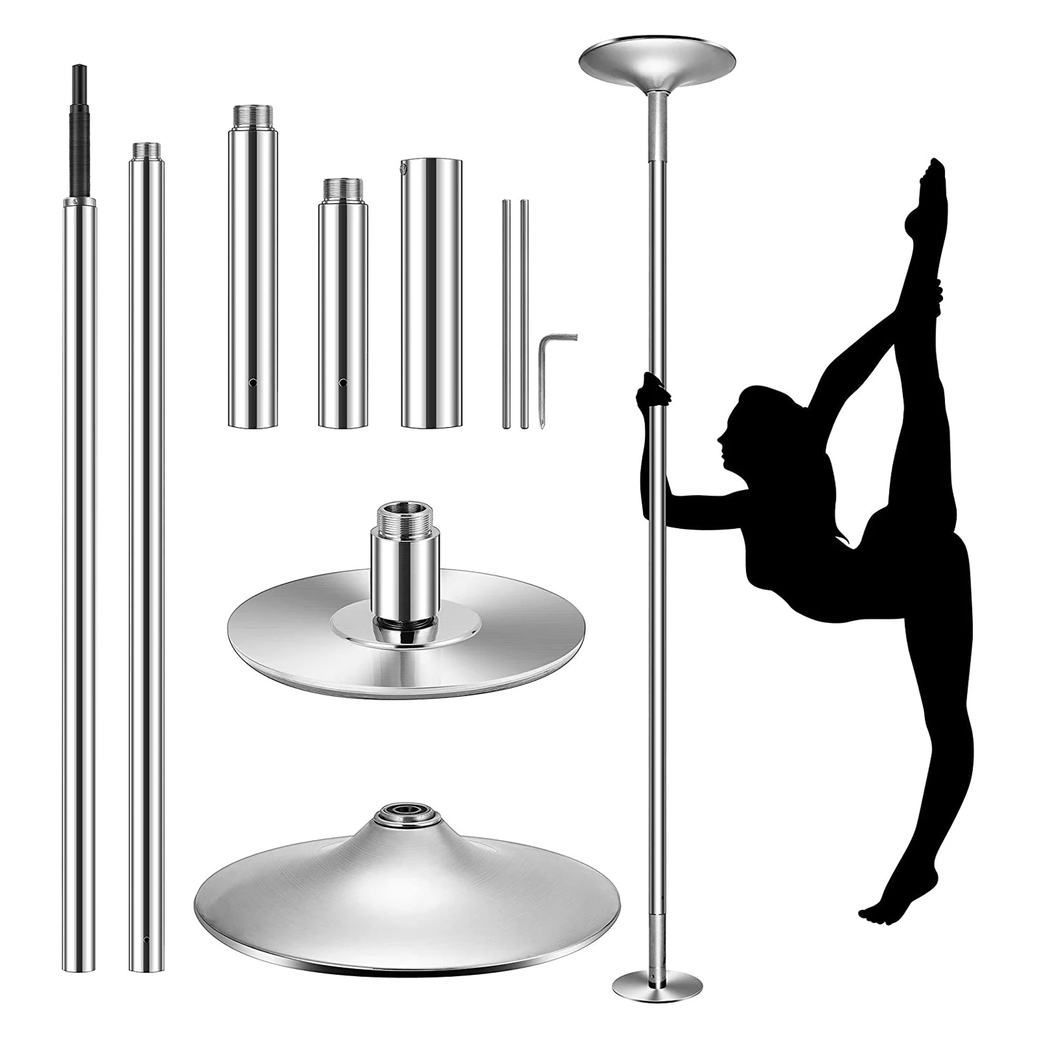 

Stripper Dancing Pole for Home Spinning Static Dance Pole, Beginner and Professional Tripper, Portable for Fitness
