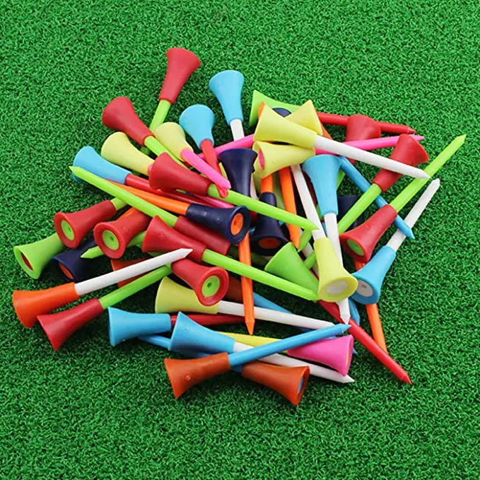 50 pieces of golf two-color golf pins, golf tees, golf course accessories (mixed colors)