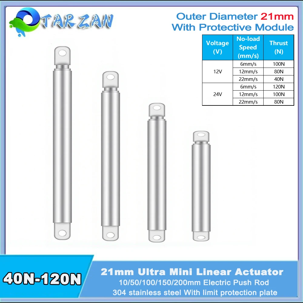 

21 мм линейный привод с высокой тягой и защитным модулем, электрический толкатель, максимальная нагрузка 12 кг для умного домашнего открывания окон