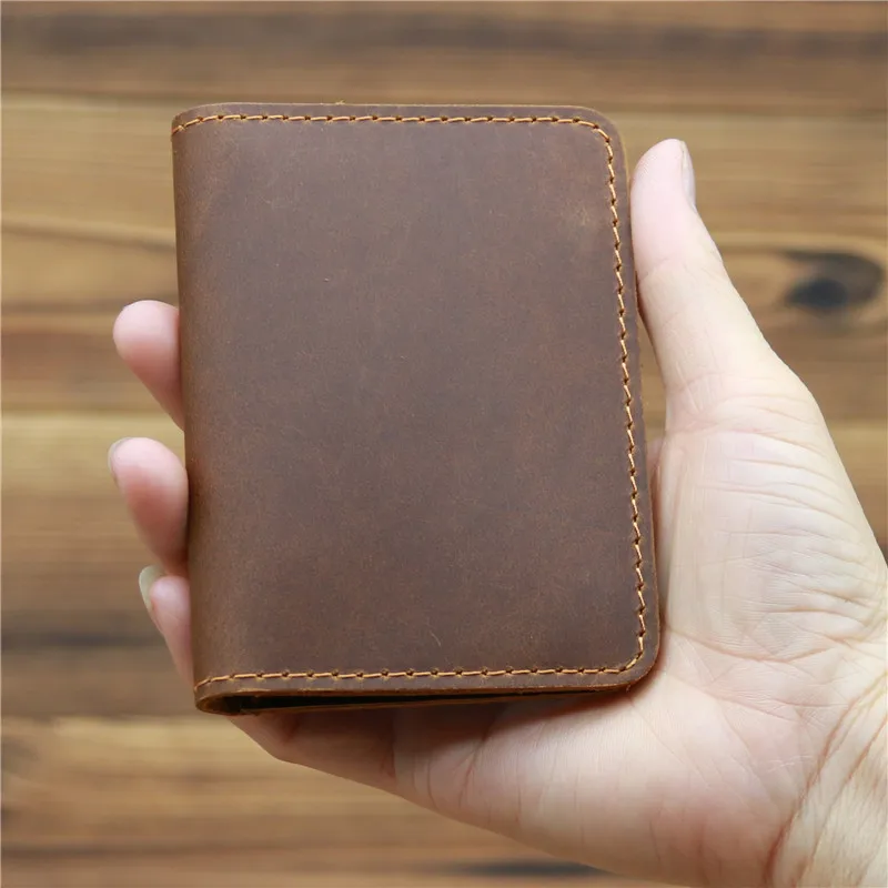 Vintage Men\'s Genuine Leather Credit Card Wallet Small ID Card Holders Wallets Money Bag Case Mini Real Leather Purse For Male