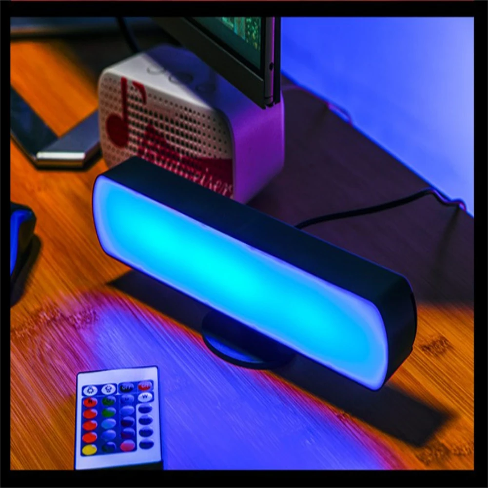 RGB LED Desk Lâmpada Atmosfera, Controle Remoto, 5V, Desktop Night Lights, Adequado para Gaming TV, Decoração do Quarto, 2Pcs