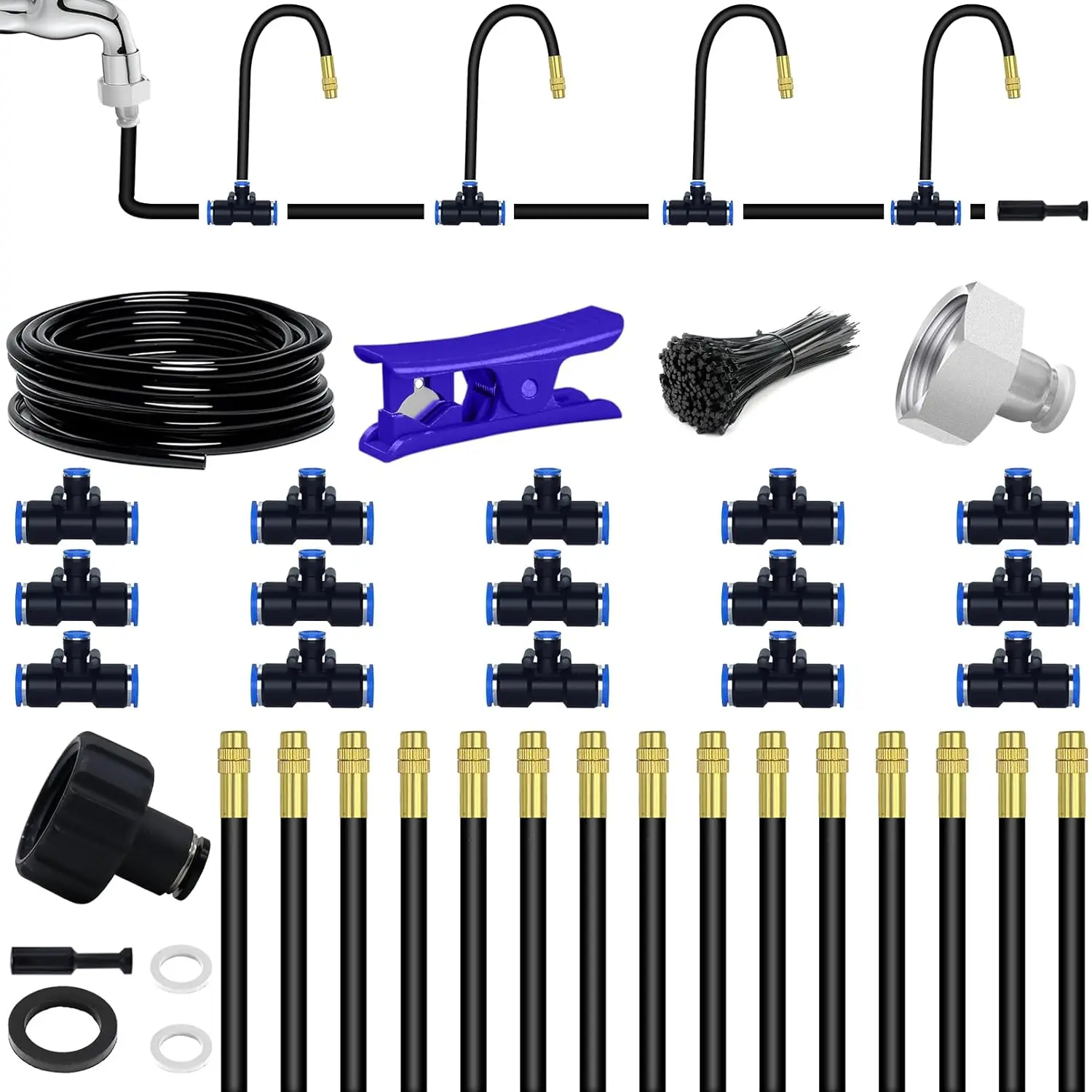 

49.2ft Drip Irrigation System, 360° Bendable Misting Kit for Garden, Greenhouse, Lawn, Plant Watering
