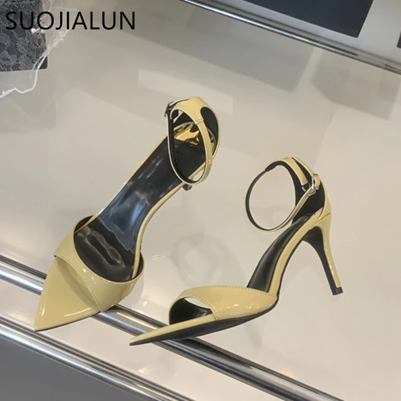 SUOJIALUN Summer Brand Women Sandal Shoes Fashion Pointed Toe Ankle Strap Ladies Elegant Gladiator Shoes Thin High Heel Pumps image 6