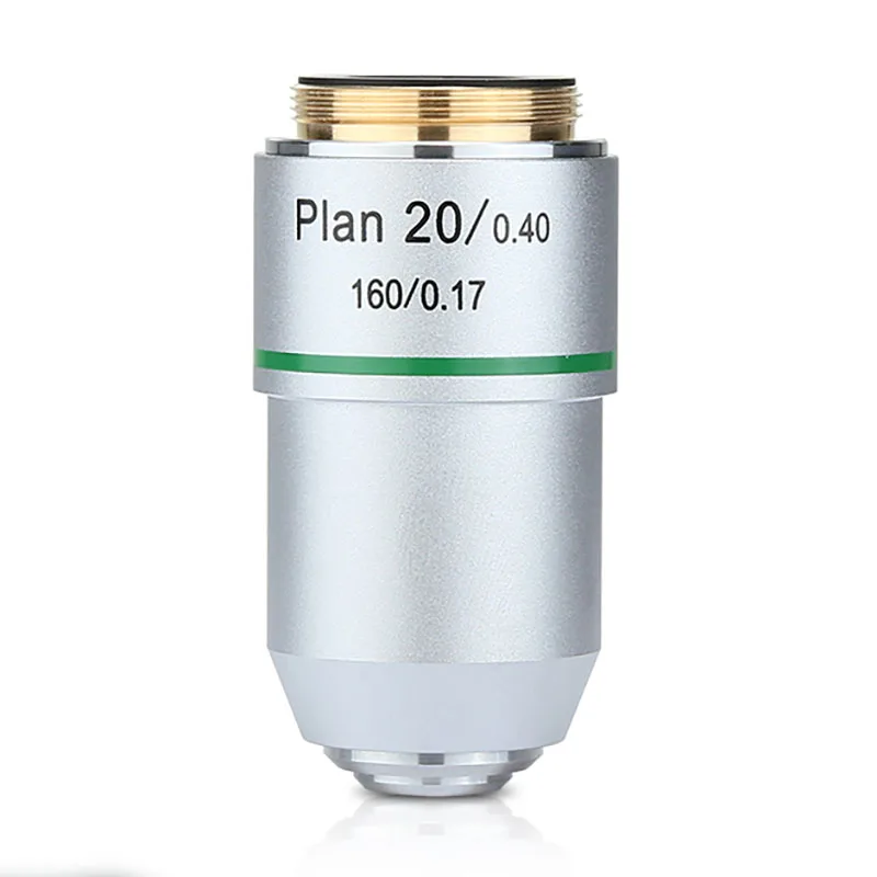 Plan de microscopio biológico, lente objetivo 4X, 10X, 20X, 40X, 60X, 100X, rosca RMS 160/0, 17, 195mm