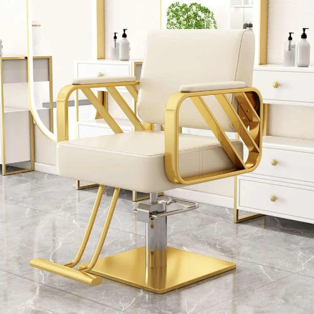 

360° Swivel Stylist Chair for Barbers and Tattoo Artists, Beige