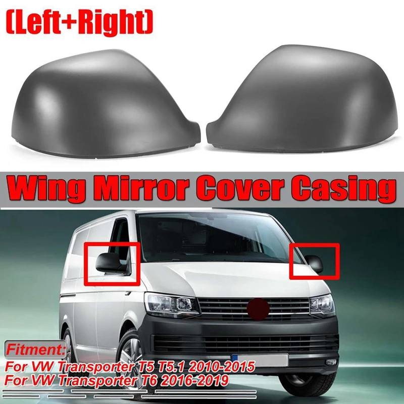 

T5 T6 Mirror Covers Car Side Door Rear View Mirror Cover Caps For Transporter T5 T5.1 2010-2015 T6 2016-2019 Grey