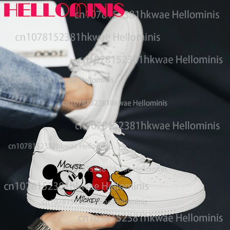 

Mickey Minnie Mouse Theme Design fashion Adult White shoes man woman Campus popular couple shoes Gift