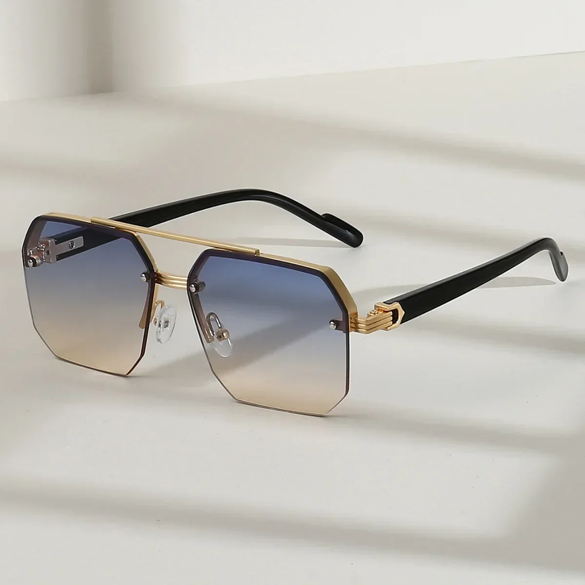 

Men's Metal Sunglasses Square Half Frame Rice Nails Casual Trend Personality Retro Fashion Outdoor Sports Eyeglasses