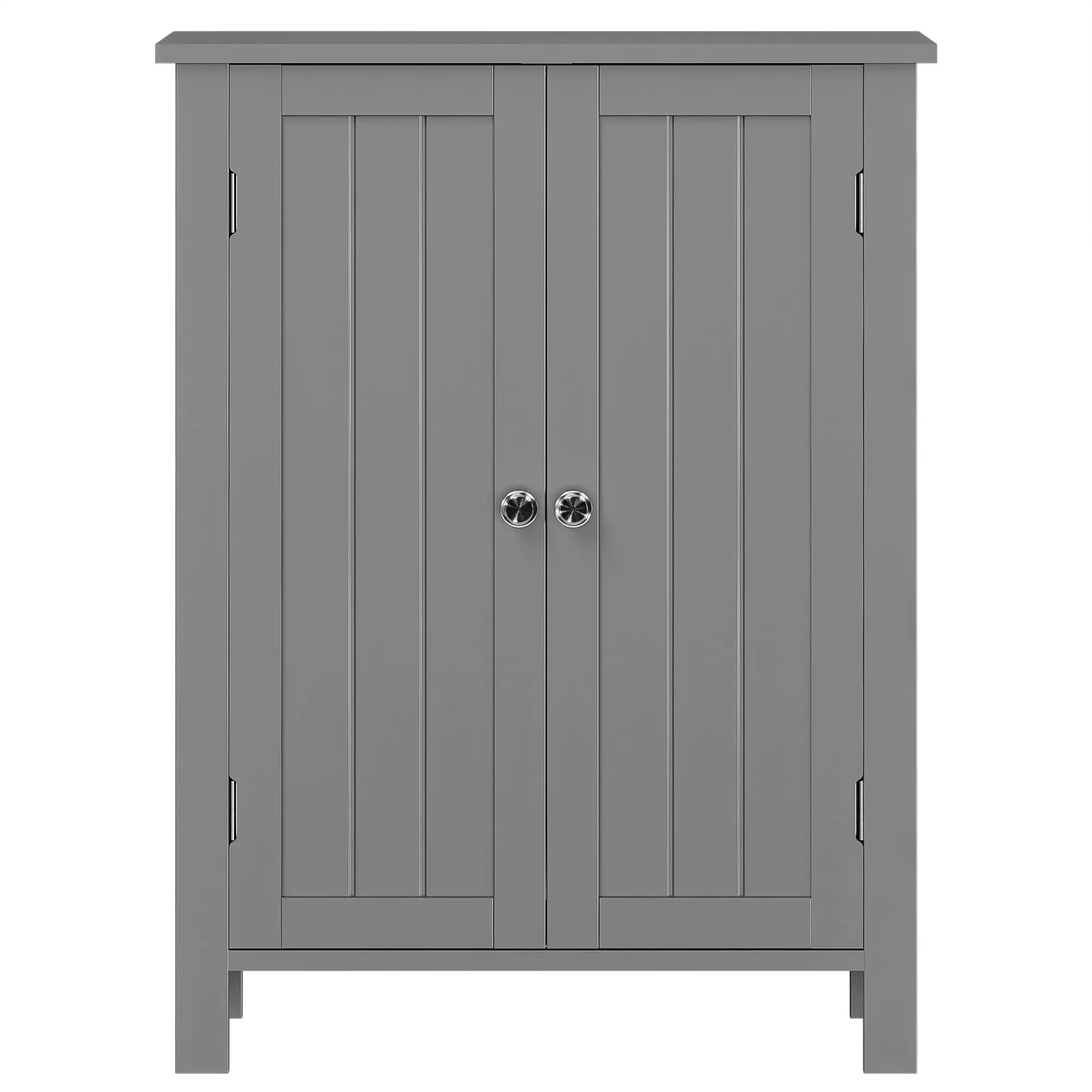 

Деревянный 2-дверный шкаф для хранения в ванной комнате с 3 полками, отдельно стоящий, 31,5 дюйма, высота, серый