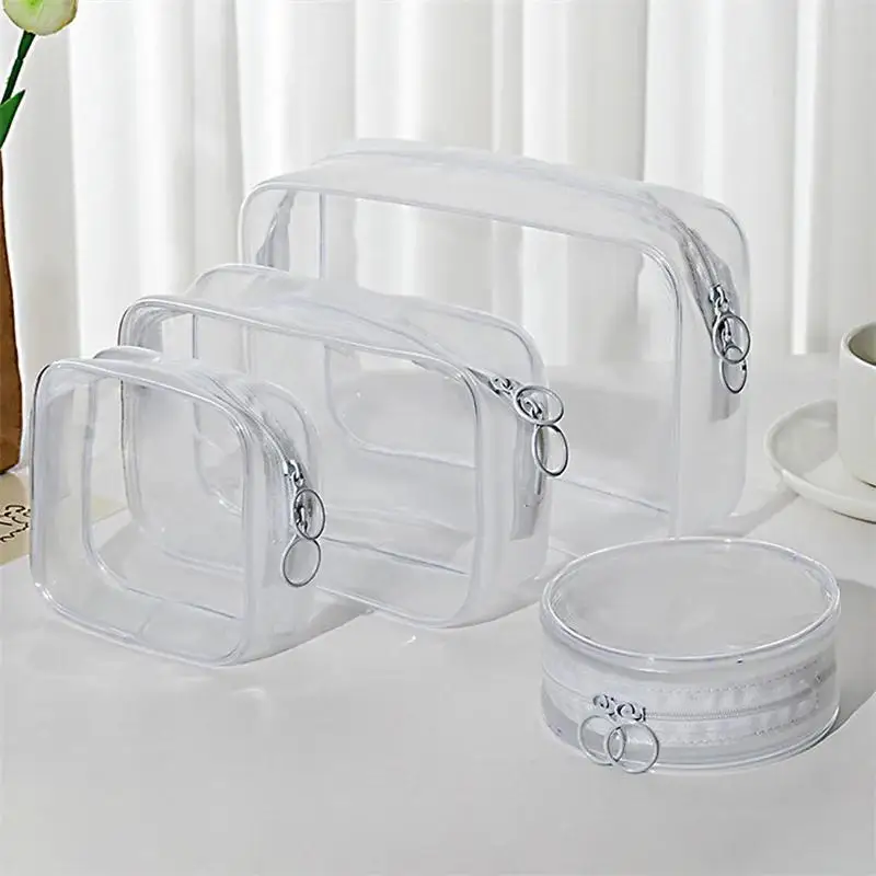 PVC Women's Zipper Transparent Makeup Bag, Beauty Box, Travel Makeup Bag, Storage Bathtub, Toiletry Supplies, Toiletry Bag