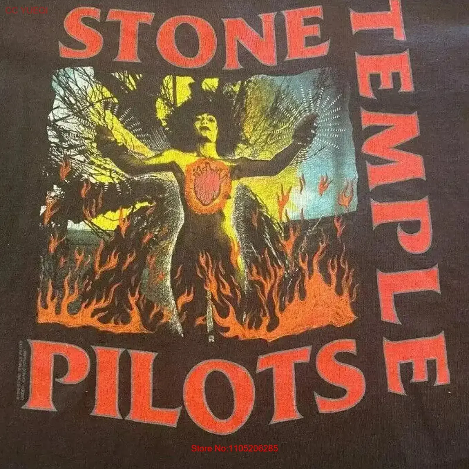 Rare 1992 Stone Temple Pilots Core Album Band T Shirt remake black vintage Washed streetwear Soft fashion Stretched graphic