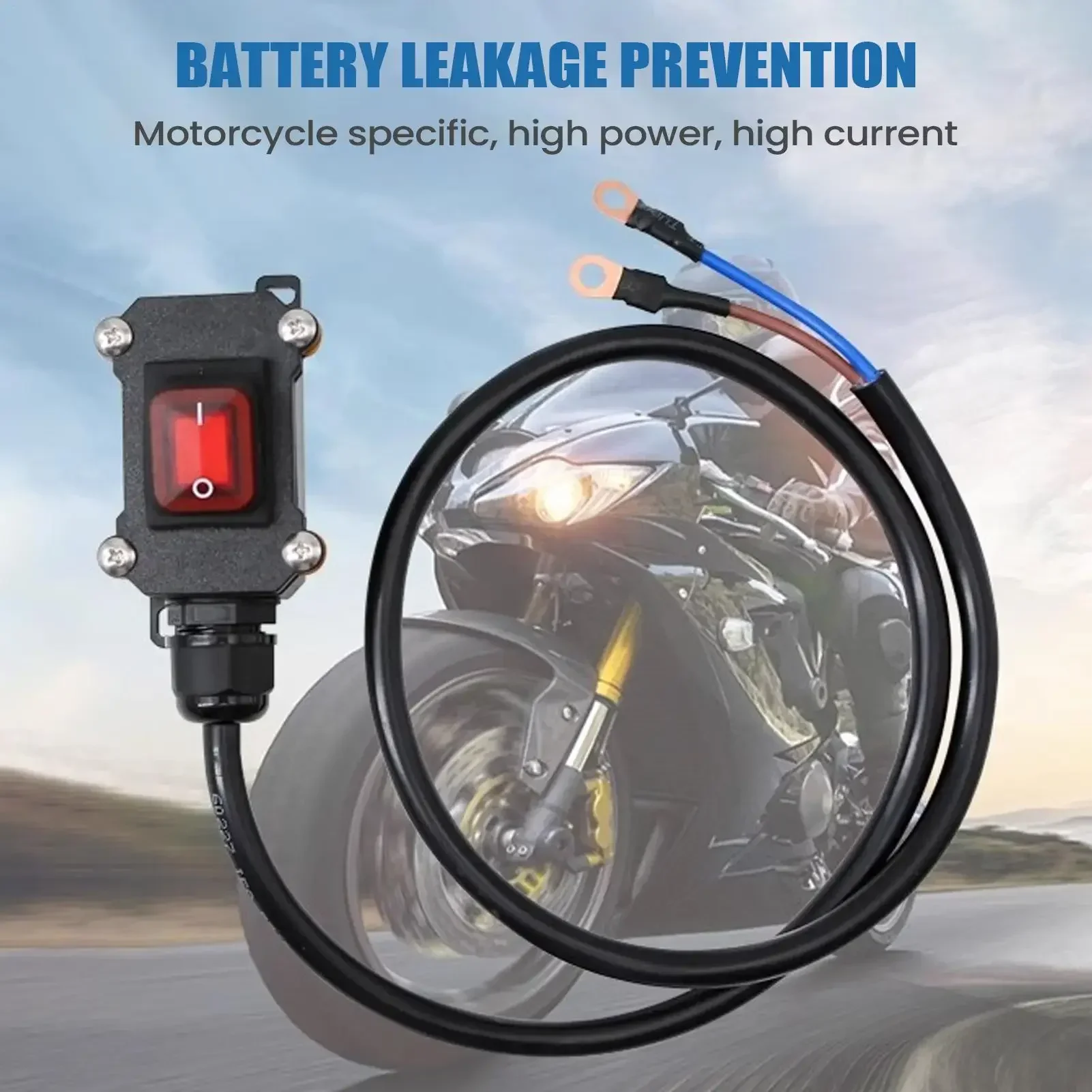 30/50cm Car Battery Disconnect Waterproof Power Blocker 12V/24V Motorcycle Battery Cut Off Switch for Marine Boat Auto Moto
