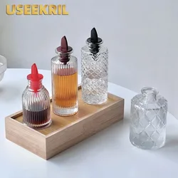 Embossed Glass Small Bottle With Lid Sauce Bottle Bitters Bottles Sweetener Dropper Bottles Condiment Bottle Kitchen Accessories