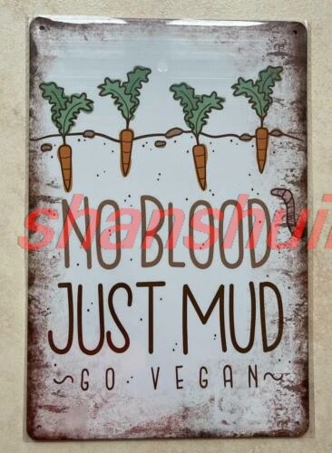 БЕЗ КРОВЫЙ ПРОСТО MUD GO VEGAN МЕТАЛЛИЧЕСКАЯ ВИНАЧКА МУЖСКОЙ БАР КАФЕ ДОМАШНИЙ КУХОН 20x30 kk