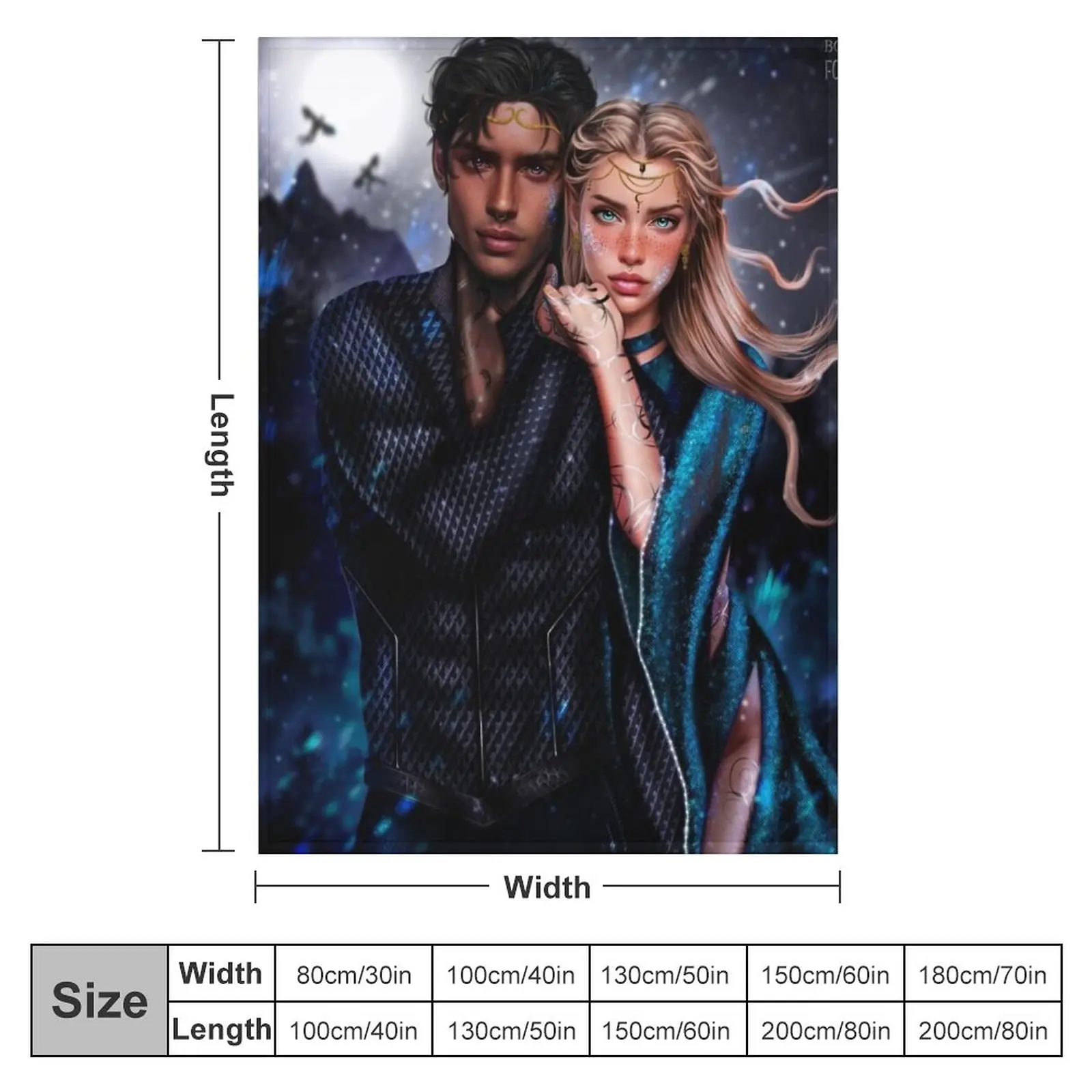 Feyre Archeron and Rhysand Darling from Acotar Throw Blanket Furry Blankets Blanket For Sofa Sofa Blankets