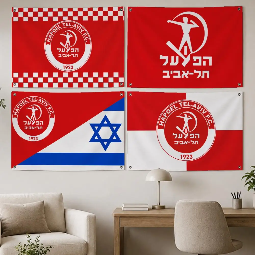 Hapoel Tel Aviv F.C. Flags Room Home Decor Wall‑Hanging Art Banner, Outdoor for Bedroom Party Background Decoration