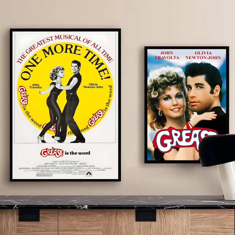 GREASE-Vintage Movie Poster HD Self Adhesive Waterproof Wall Art Ideal for Home Office Dorm Bedroom Great Gift