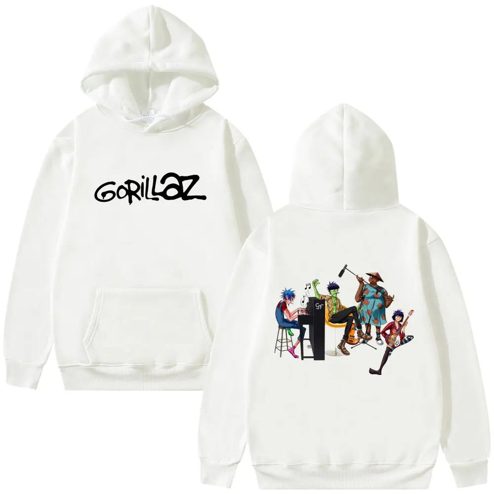 Rock Band Gorillaz Hoodie Male Vintage Oversized Pullover Men Women Hip Hop Gothic Retro Streetwear Men's Casual Fleece Hoodies
