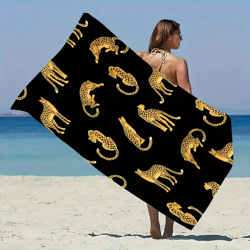Customize [] 1pc Little Tiger Pattern Beach Towel, Suitable for Seaside Beaches, Swimming Pools, Bathrooms, Camping Travel, Yoga