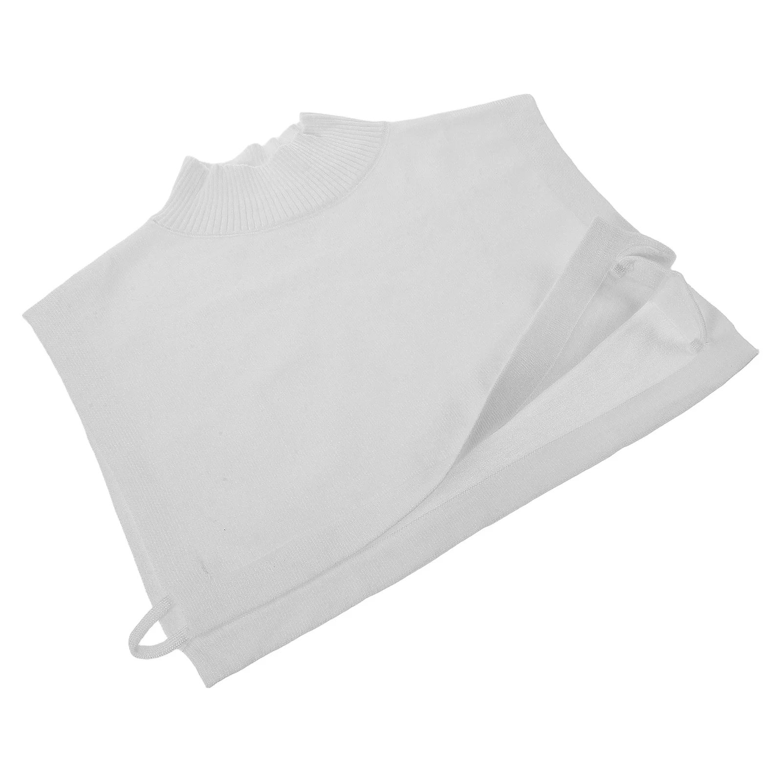 الأبيض محبوك سترة طوق قطعة انفصال وهمية الياقة المدورة ديكي طبقات شال طوق أعلى التبعي النساء