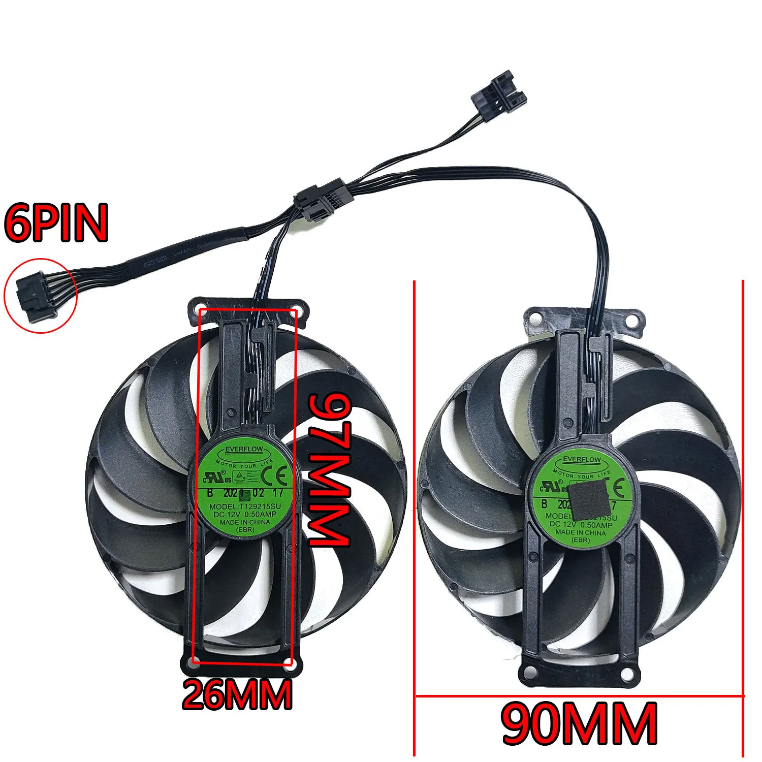 NEW Original CF9010U12S T129215SU RX 6500XT GPU Fan，For ASUS RTX 3050 3060 3060TI MINI、RX 6400 6500XT Video card cooling fan