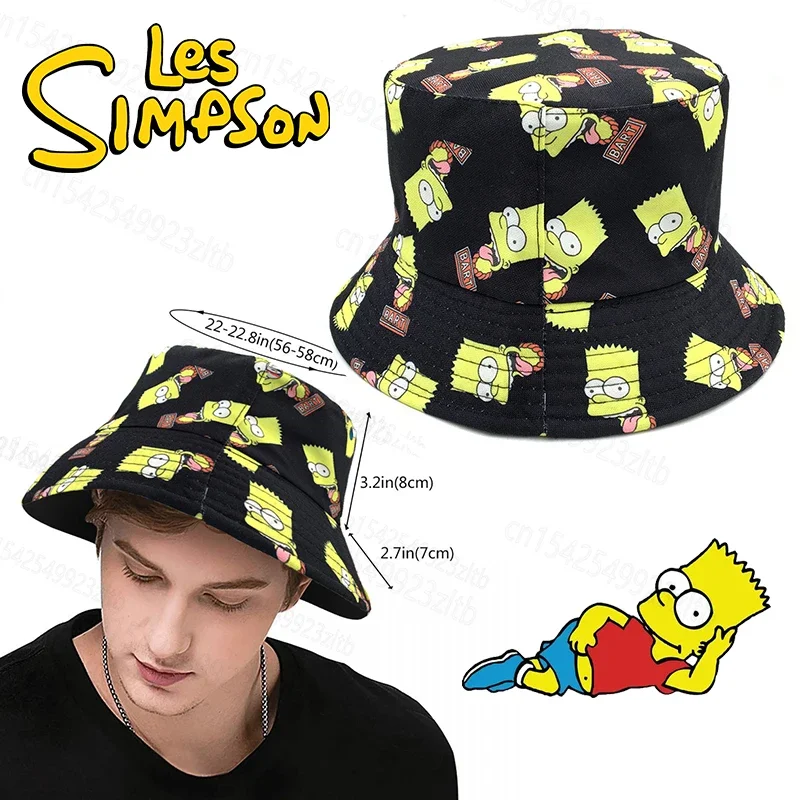 Simpson Summer Fisherman Cartoon Print Hat Reversible Cartoon Bucket Hats Women Men Street Hip Hop Bucket Cap Fishing Hat