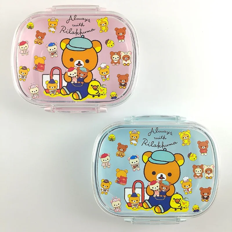 

Пластиковый ланч-бокс с рисунком Rilakkuma, милая закуска, димсам, герметичная коробка с фруктами, студенческая портативная микроволновая печь, ланч-бокс с подогревом, подарок другу