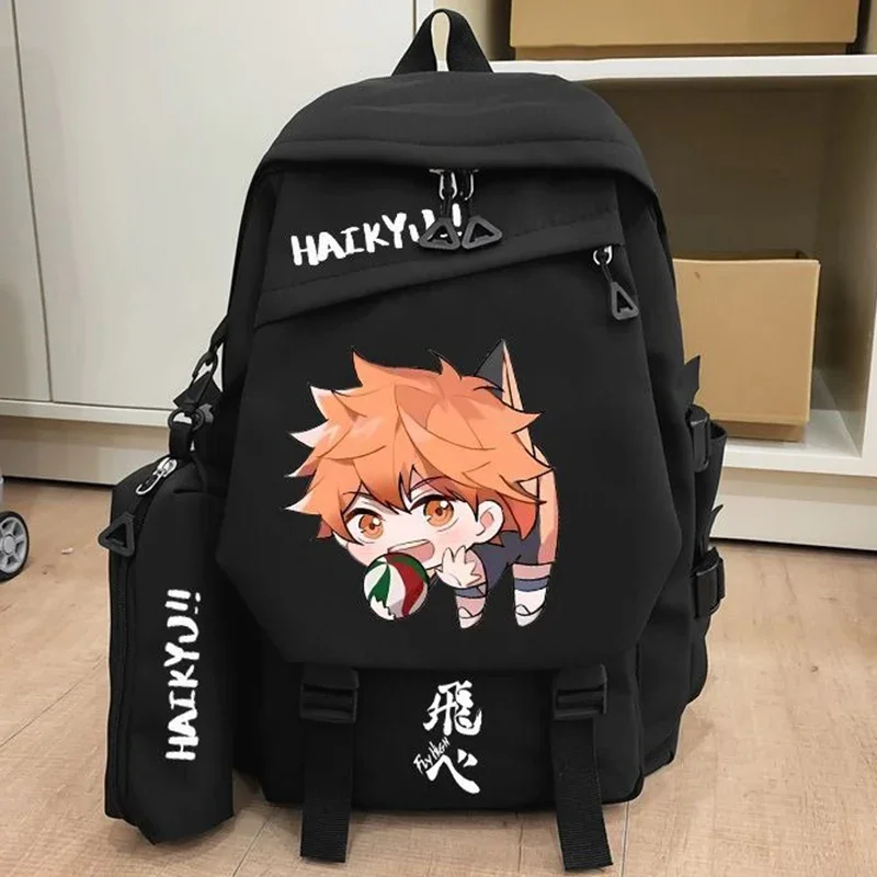 น่ารัก Kawaii,43 × 30 × 14 ซม.,สีดํา,Haikyuu,นักเรียนเด็กวัยรุ่นโรงเรียนกระเป๋า, ขนาดใหญ่ความจุ Mochilas อะนิเมะกระเป๋าเป้สะพายหลังสําหรับเด็กผู้หญิงของขวัญ